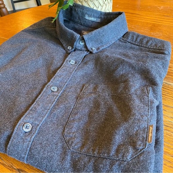 Eddie Bauer Long Sleeve Button Down Classic Fit Flannel in Large Dark Grey - Picture 3 of 6